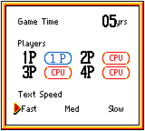 Setup screen